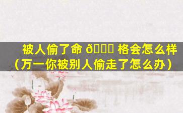 被人偷了命 🐅 格会怎么样（万一你被别人偷走了怎么办）